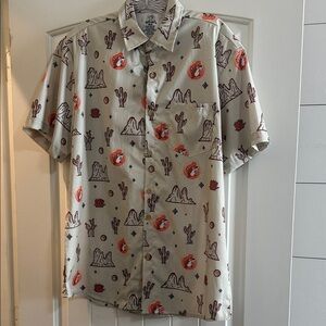 Cactus Print Cream Button Down Shirt